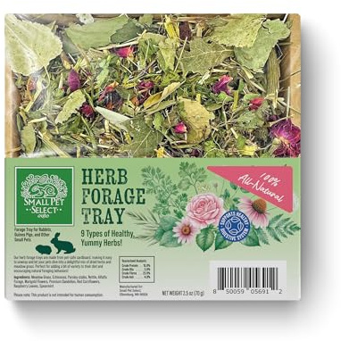 Herbal Forage Tray by Small Pet Select – Natural Treat with Grass, Parsley, Echinacea & Birch for Rabbits, Guinea Pigs & Other Small Pets