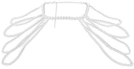 AHANDMAKER Perlen Körperketten Und Schulterhalsketten Elegante BH Kette Mit Imitationsperlen Und Fransenquasten – Perfekt Für Damen Accessoires Für Sommerhochzeiten Und Partys