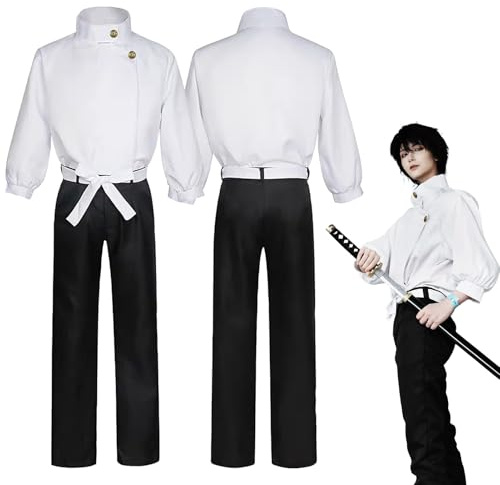 MeYuxg Yuta Okkotsu cosplay-kostym, anime cosplay JJK kostym, vuxen vit topp och svarta byxor, för karneval halloween serietidningskonvention och fotografering, XL