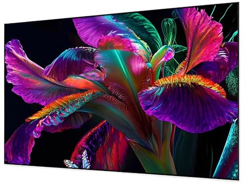 Pantalla Proyector con Bisel Fino de 60/72/84/92 Pulgadas, Pantalla de Cine 4K Ultra HD con Marco Fijo 16:9 Active 3D para Cine en Casa y Presentaciones en Reuniones(92in)