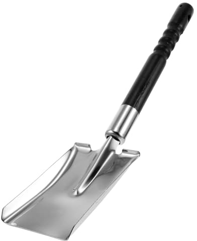 GARVALON Pelle à Cheminée en Acier Inoxydable Épais Pelle à Cendres Multifonction pour Poêle à Bois Barbecue et Foyer Extérieur Outil Utilitaire Robuste Noir Manche en Frêne – Nettoyage