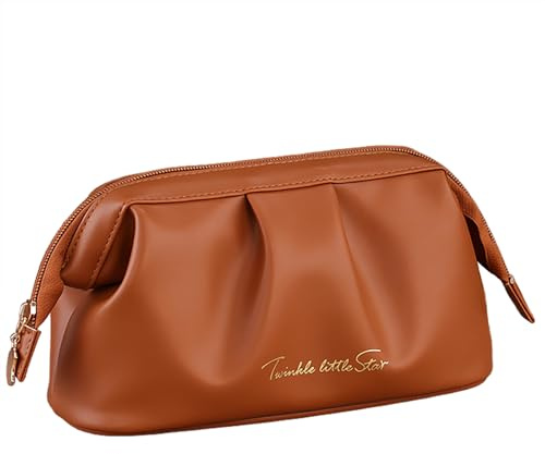LAILAILE PU Leather Makeup Bag for Women- Large Travel Cosmetic Organizer | Waterproof, multiple compartments & inner zipper pocket, travel-friendly for brushes & cosmetics, elegant gift for girlfriend