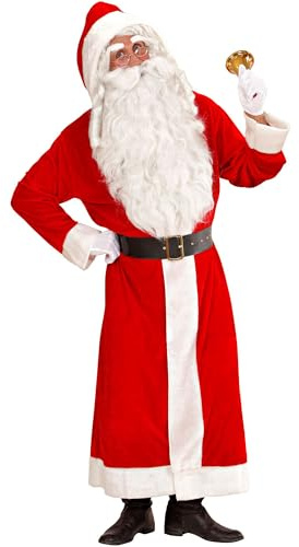W WIDMANN MILANO Party Fashion - Costume de Père Noël en velours, manteau avec capuche et ceinture, Santa Claus, costume de Noël