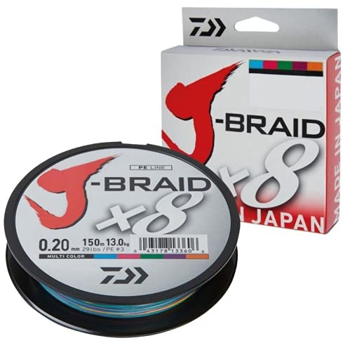 Daiwa J-Braid 8 Braid 0.20mm, 13,0kg/29,0lbs, 150m multicolour