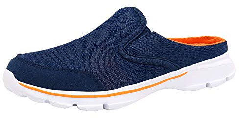 ChayChax Weiche Pantoffeln Hausschuhe Slip On Bequeme Haus Pantoletten Mules Rutschfest Slipper Indoor Outdoor für Damen Herren, Blau Orange, 44 EU