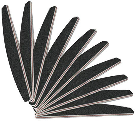 PROFICO Set di 25 lime per unghie in acrilico, grana 80/80, di alta qualità, per unghie in acrilico, su entrambi i lati, per studio di unghie, colore nero