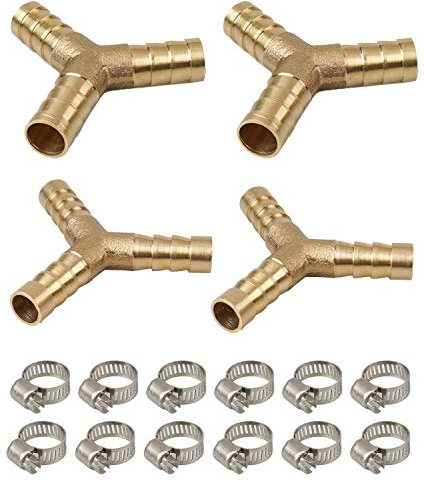 YEYIT 3 Wege Schlauchverbinder 16 Stück Benzinschlauch Verbinder,Y-Form Ventilverbinder (8mm,10mm) Einstellbar 304 Edelstahl Schlauchschellen(10mm-16mm) Für Gasbrennstoffschlauchverbindungen