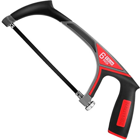 HAUTMEC 150mm Pro Mini Hacksaw, Compact Hack Saw with Aluminium Alloy Frame, Hand Saw with 6 Adjustable Cutting Angles & 24TPI Bi-Metal Blade for Wood, Metal, PVC & DIY – HT0145