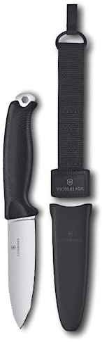 Victorinox Taschenmesser Venture, 5 Funktionen, Swiss Made, Feststehendes Outdoor Messer inkl. 10,5 cm Klinge und Sechskantloch, Full Tang, Schwarz