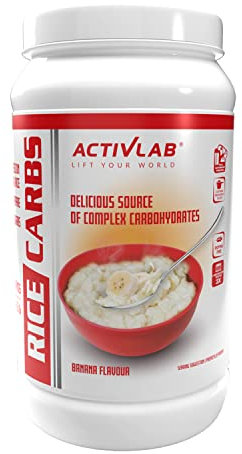 Activlab Rice Carbs | 1 KG | Rice meal, Instant Pudding | Reiscreme | Optimale Konsistenz, Schnelle Zubereitung | Post/Pre Workout Meal | Fitnessstudio | Bananengeschmack | Messbecher | Vege