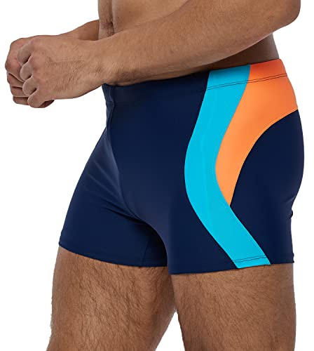 Arcweg Badehose Herren Eng Kurz Badeshorts mit Tunnelzug Schwimmhose Wassersport Kurze Hose UV Schutz Jungen Schwimmwear Schulschwimmen Navy blau L（EU