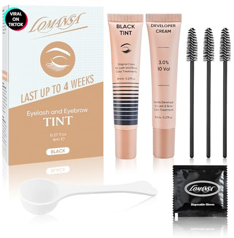 Lomansa Lash Color Kit Instant Black Eyelash Color 8ml Easy to Use with Natural Results for Beginner Salon Beauty