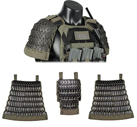 AYAY Samurai Taktische Rüstung, Taktische Rüstung Komplettes Set - Beinhaltet 2X Schulterpolster + 1x Leistenpolster + 2X Rockschutz (ohne Weste)