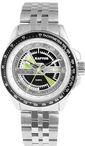 Raptor Elarian Herren-Uhr Edelstahl Faltschließe Datum Analog Quarz Geschenk Vatertag Weihnachten Geburtstag (silberfarbig schwarz)