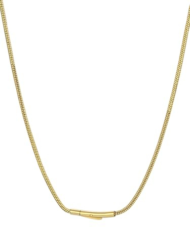 FOCALOOK Snake Chain Necklace, 2mm Thin Chains 16, Gold Necklaces for Women Men, Stainless Steel Durable Waterproof Hypoallergenic Jewellery for Layering or Pendant, Gift for Girlfriend