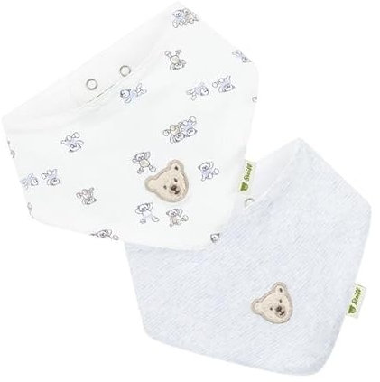 Steiff Halstuch 2er Set One Size bright white, Kinder Halstuch, Baby-Halstuch, Halsbedeckung für Babys, weich und bequem, Halsschutz, waschmaschinenfest