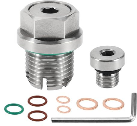 TUCKBOLD Per Auto Moto Barca Tappo di Scarico dell'Olio Anti Perdita Vite di Riparazione Filetto Tappo per carter dell'Olio in Tono Argento con Guarnizione in Rame M16.1-1.5mm