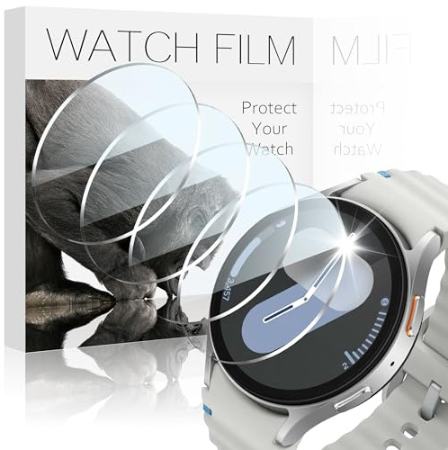 4-pack skärmskydd kompatibla med Samsung Galaxy Watch 7 6 5 4 44 mm härdat glas skärmskydd HD 9H genomskinligt repbeständigt skyddsfolie för Samsung Galaxy Watch 7 6 5 4 44 mm