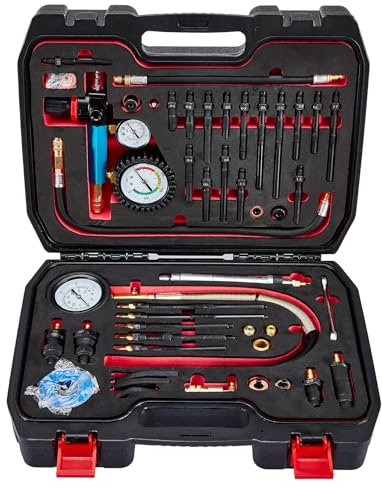 Gedlex 46-teiliger Profi Kompressionstester, Druckverlustprüfer Kfz, Kompressionsmessgerät Benzin Diesel, Zylinder Druckverlusttester, Motorkompressionstester für PKW, LKW, Motorräder, Traktoren