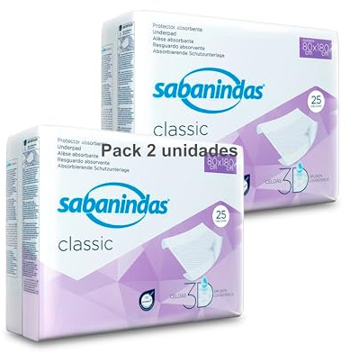 Indas - Salva Camas Sabanindas - Pack 2 Paquetes de 25 Protectores de 80 X 180 - Protectores Absorbentes, Ideal para Incontinencia, Confort y Seguridad - Libre de Látex