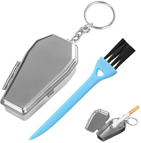 Quesuc 1 Pièce Cendrier De Poche Portable En Acier Inoxydable Avec Petite Brosse De Nettoyage Aschenbecher Für Unterwegs Pour Extérieur, Voyage, Camping, Jardin, Voiture, Bar Argent