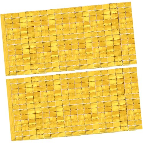 BESPORTBLE Rideau à Franges Carrées en Aluminium Doré 2 Pcs 1x2 M Décoration Fête Anniversaire Mariage Fond Photo Scintillant Accessoire Rideaux Frange Fête Noël