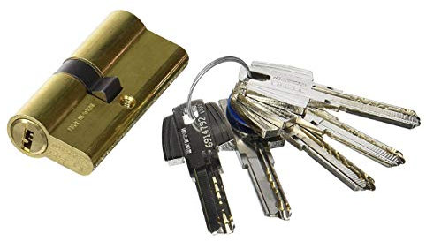 Tesa Assa Abloy T65D3030L Cilindro De Seguridad Estándar T60 Latonado 30 x 30 mm Llave - Llave Leva Larga
