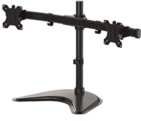 Fellowes Dual Monitor Arm - Seasa Freestanding Monitor Mount for 8KG 27 inch Screens - Ergonomic Adjustable Monitor Arm - Tilt 45° Pan 120° Rotation 360°, VESA 75 x 75/100 x 100 - Black