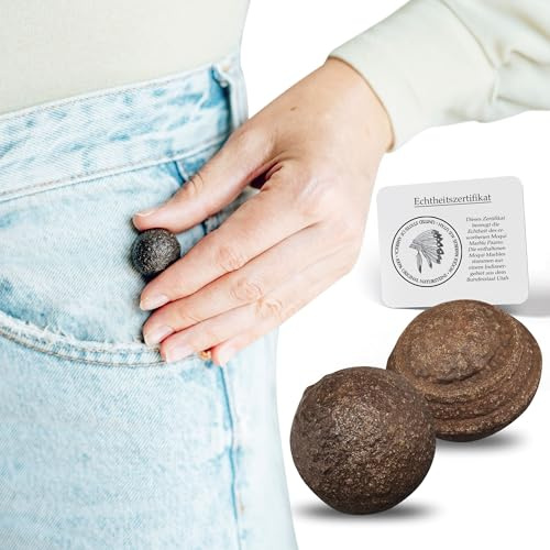 PURAJA Par de Mármoles Moqui Originales con Certificado de Autenticidad | Piedras Vivas | Directamente del Territorio Indio Hopi en el Oeste de los USA (L = (22-28mm))