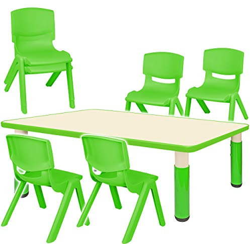alles-meine.de GmbH Sitzgruppe für Kinder - Tisch + 6 Kinderstühle - Größen & Farbwahl - grün - höhenverstellbar - 1 bis 8 Jahre - Plastik - für INNEN & AUßEN - Kindertisch/Kin..