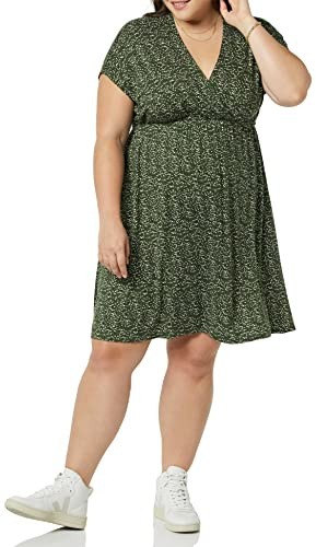 Amazon Essentials Robe Tunique (Grandes Tailles Disponibles) Femme, Vert Olive Points, L