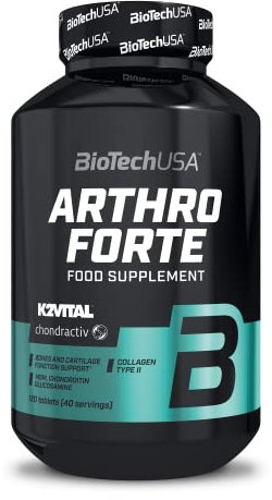 BioTechUSA Arthro Forte, Nahrungsergänzungsmitteltablette mit Pflanzenextrakten, MSM, Glukosamin, Chondroitin, MSM, hydrolysiertem Knorpelpulver und Vitamin C, 120 Tabletten