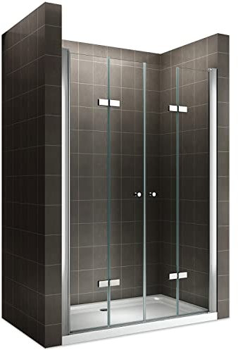 EMMY Porte de douche pliante pivotante H 195 cm largeur réglable 96 à 100 cm verre transparent