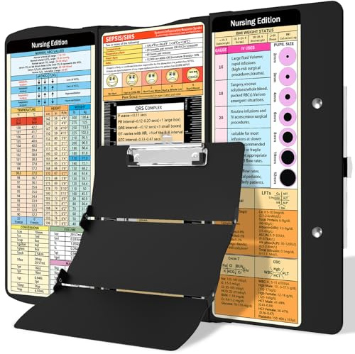 Nursing Clipboard Foldable Clipboard Medical: Edition Cheat Sheets Aluminum 3 Layers Foldable Clipboards Nursing Pocket Size Profile Clip Nurse Clipboards Notepad for Nurses Students and Doctors
