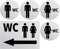 Clever Pool Aufkleber WC Toiletten Set Damen + Herren Schild – wetterfest - Toilettenschild – Türschild – Folienschild – D = 148 mm, Hinweisschilder neutral grau (2 WC Herren+Damen+Pfeil links grau)