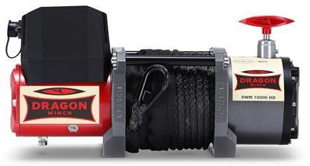 Dragon Winch Elektrische Seilwinde Maverick 12V I 10000 lbs / 4536kg, mit Synthetikseil 25m für Abschleppwagen, Kommunalfahrzeuge und Feuerwehrfahrzeuge mit kabelloser Fernbedienung + Winde Zubehör