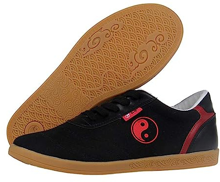 Tai Chi Kung Fu Chaussures pour Hommes Femmes Léger Martial Art Sneakers Chinois Traditionnel Wushu Shaolin Wing Chun Trainer,Noir,45 EU