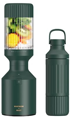 Beast Mode par Beast Health x Marshawn Lynch | Mélangeur pour Smoothies, Bouteille en Acier Inoxydable, 1200 W, Vert Forêt