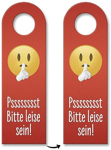 Pssst Bitte leise sein Emoticon mit Zeigefinger vor dem Mund Türhänger 10er Set als lustige Alternative zu herkömmlichen Türschildern um deinen Gästen ein Lächeln ins Gesicht zu