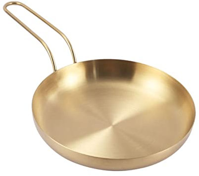 HOMSFOU Golden Stainless Steel Serving Tray with Handle for Steak, Dessert, Baking, and Grilling Platter Trays Food Serving Plates, 12.2 X 7.1 X 1.2 Inches