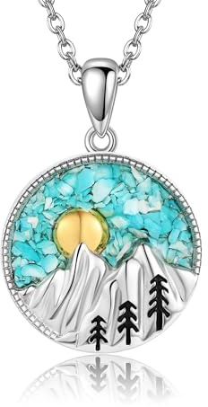 YAFEINI Berg halsband sterling silver havsöra snäcka berg hänge halsband natur smycken gåva för skidåkare, vandrare, campare, klättrare och naturälskare, Sterlingsilver, Ingen ädelsten