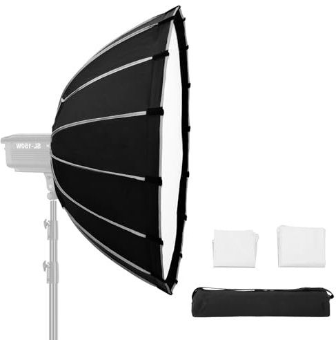 Godox QR-P120T 120cm/47.2inch Grand Angle Softbox Parabolique Quick Release Softbox Photography Studio Silver Wide Angle Soft Box pour Bowens Mount MonoLight et Flash pour GODOX SK400 pour Neewer