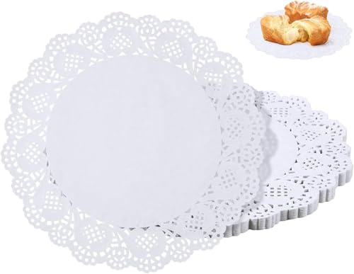 150 Pcs 6 inch White Lace Paper Doilies Disposable Round for Buffet Cake Fried Food Party Wedding Tableware Decoration, Disposable Doilies Kitchen and Table Linens, Small Paper Doilies