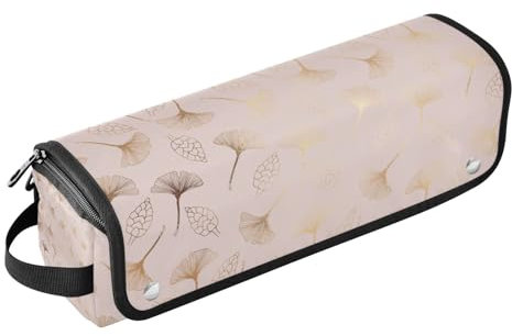 2-in-1 Curling Iron Travel Case and Heat Resistant Mat with Zipper Waterproof Portable Open Flat Travel Bag for Hot Tools Curling Iron Flat Irons Hair Volumizer Styler, Golden Fall Travel Accessory