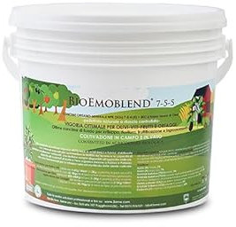 BIOEMOBLEND® Frutti&Ortaggi concime N-P-K granulare 7-5-5 nutrimento organico complesso con zeolite - 3Kg - COLTIVAZIONE BIOLOGICA DI ALTA QUALITÀ (12 Kg)