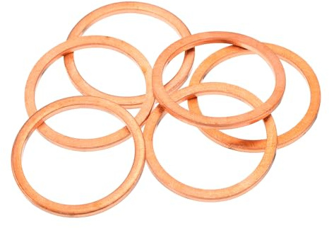 QUARKZMAN 6 Pièces Rondelles Plates en Cuivre, Rondelles d'Écrasement Plates Métriques en Cuivre Amélioré de 25x30x2mm pour Raccords Hydrauliques Vis Écrou Réparation Électronique