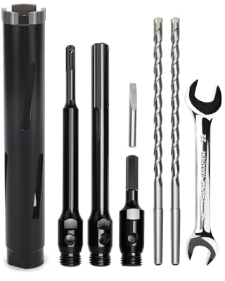 Corona di perforazione 35 mm, lunghezza utile 200 mm con codifica Sds Plus, 220 mm, Sds max 220 mm, codifica esagonale 110 mm, punta di centraggio 10 x 240 mm, per muratura