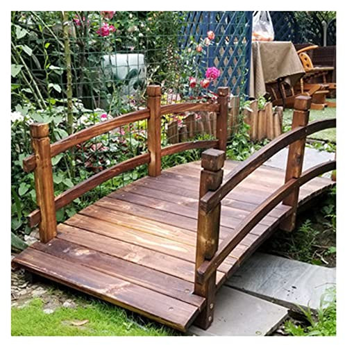 Ponte pedonale in Legno per Esterni, per ruscelli, ruscelli - Ponte ad Arco per Giardino con ringhiere di Sicurezza - Grande Ponte Decorativo per laghetti da Giardino