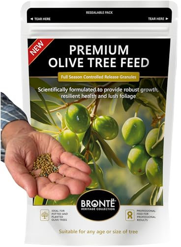 Bronte Heritage Olive Tree Feed Controlled-Release Fertiliser – Plant Food for Olive Trees in Pots, Patios & Gardens. Easy-Apply Granules for Evergreen Lush Foliage & Robust Growth. 120g Pouch