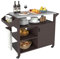 GOPLUS Grillwagen Outdoor, BBQ Grilltisch mit großer Arbeitsfläche, Servierwagen Edelstahl mit 3 Ablagen, 4 Rollen, Schrank & Griff, Plancha-Wagen für Hinterhof, Terrasse & Garten, Schwarz